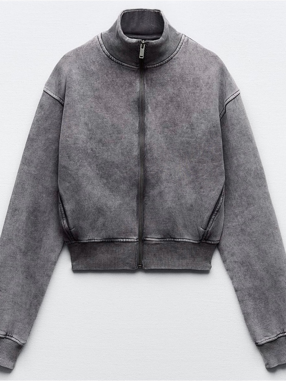 Zara- Women's Washed Gray Zip-Up Jacket